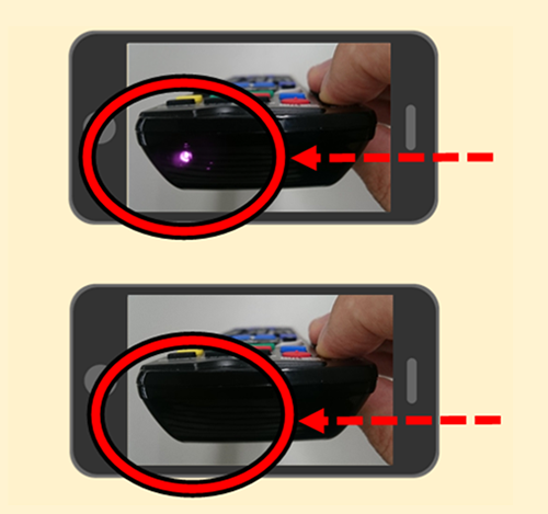 リモコンをカメラに向けてボタンを押すと送信部が光るかどうか