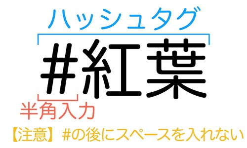 ハッシュタグは半角入力で♯の後にスペースを入れない