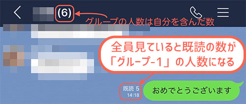 グループチャットの場合は既読人数でブロックされているか判断できます