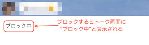 ブロック中と表記されメッセージを送る事はできなくなります