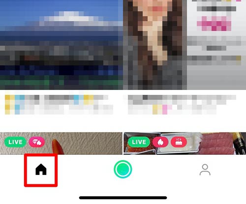 LINEライブのホーム画面を