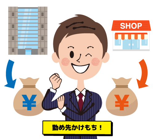 2社からお給料をもらっている人 イラスト