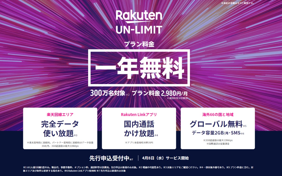 楽天モバイル 新料金プラン「Rakuten UN-LIMIT」プランまとめ！のTOP画