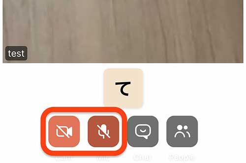 ビデオとマイクのミュートをする場合は以下のアイコンを選択