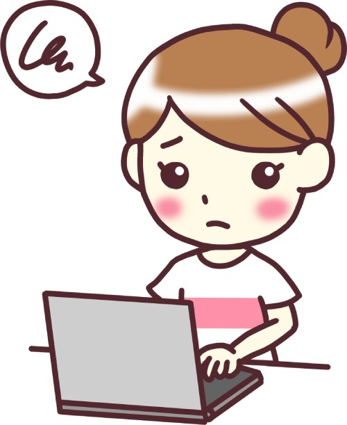 インターネットが遅くて困っている女性のイラスト
