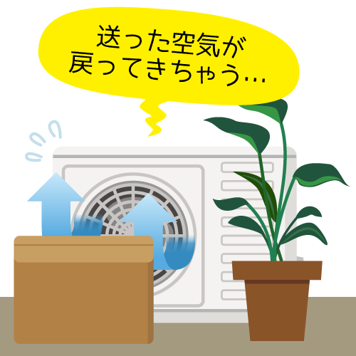 室外機の前にモノを置かない 説明画