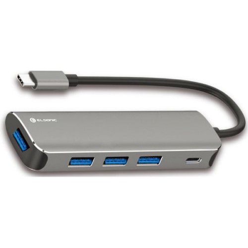 ELSONIC エルソニック USBポートハブ　タイプCポート付き　タイプCケーブル接続  ECFCHUB05 商品コード：0479960011560
