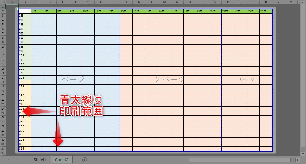 改ページプレビューの見方