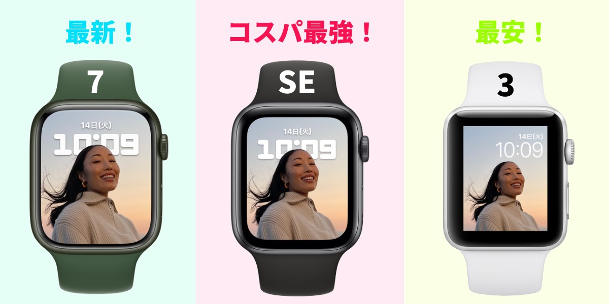 Apple Watch 最新シリーズ 7 まで徹底比較まとめ！シリーズSE or 3の中で、どれが買いなのか？
