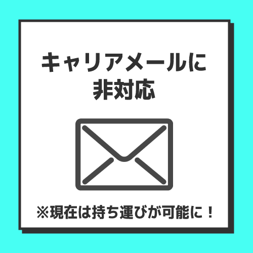 デメリット1．キャリアメールに非対応（※現在ではキャリアメールが持ち運び可能に！）