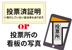 投票済証明もしくは投票所の看板写真のイメージ