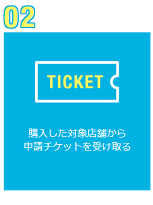 購入した対象店舗から申請チケットを受け取る