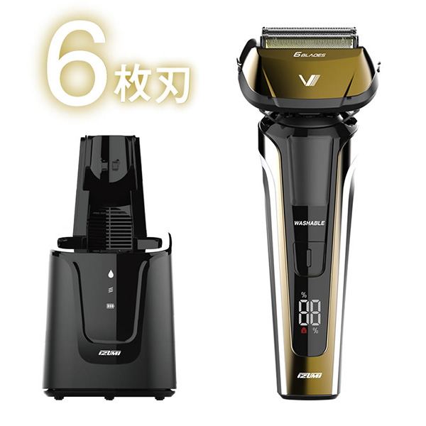 IZUMI イズミ メンズシェーバー ハイエンドシリーズ 6枚刃洗浄器付きモデル ゴールド IZF-V991-N