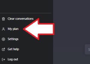 .ChatGPTのメイン画面を開き、サイドメニューにある「My plan」をクリック