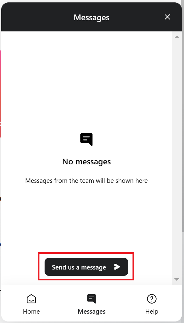 「Send us a message」をクリック