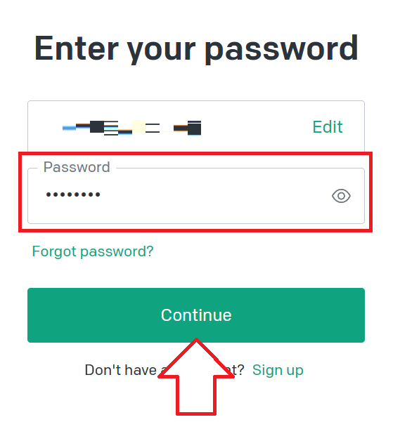 アカウント登録時に設定したパスワードを入力し、「Continue」をクリック