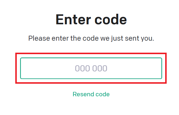 入力した電話番号にSMSで認証コードが送られていることを確認し、”Enter code”画面に入力