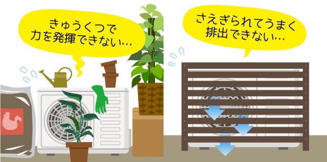 室外機の周りに物を置かない