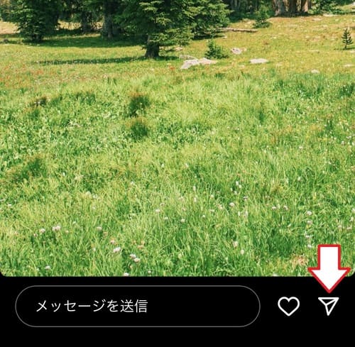 1.DMを送りたいアカウントのストーリーを開き、画面右下にある紙飛行機マークをタップしましょう。