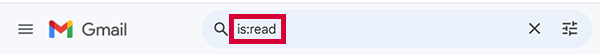 既読メールを一括削除したい場合は、Gmailの検索窓に、「is:read」と入力。