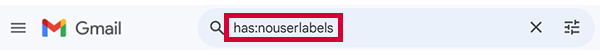 「has:nouserlabels」と入力します。