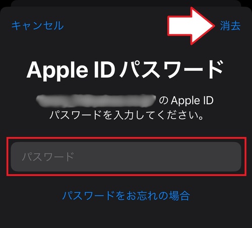 Apple IDのパスワードを入力