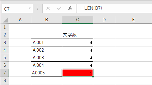 赤色で警告を出す