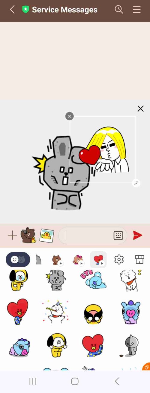 スタンプを配置したら、大きさや角度を調整