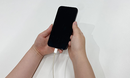 充電ケーブルを挿入して充電できることを確認する