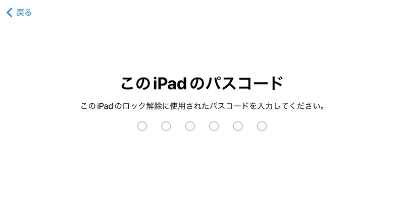 iPadのロック解除に使用しているパスワードを入力