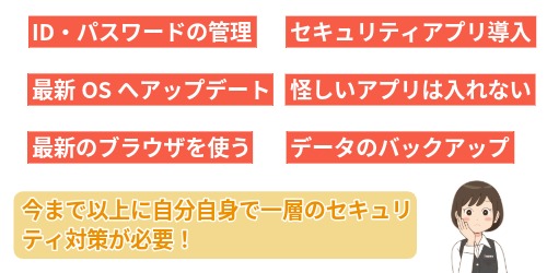 偽アプリや詐欺への自己防衛が必要