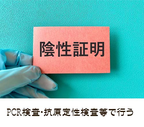 新型コロナウィルスの陰性証明はPCR検査・抗原定性検査等で行う