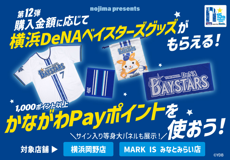 第12弾：横浜DeNAベイスターズグッズがもらえる！対象店舗でかながわPayポイントを使おう！