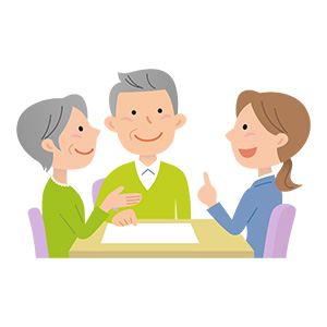 スタッフが手続きするイラスト