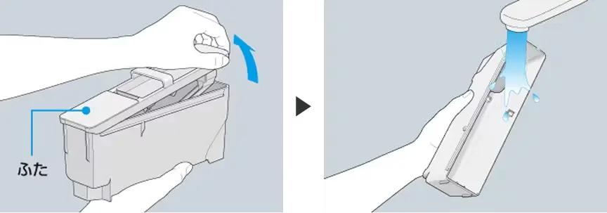 タンクとふたを水洗いする画像