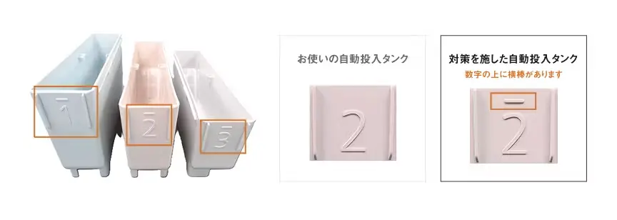 対策を施した新しい自動投入タンクの外観